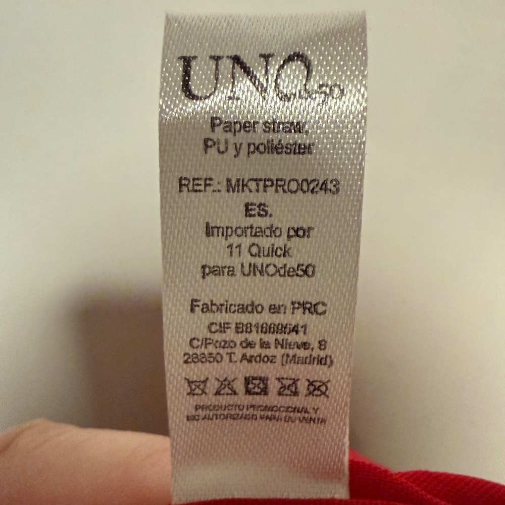 UNO‎ de 50 Straw Tote Bag Red Trim - Picture 9 of 10